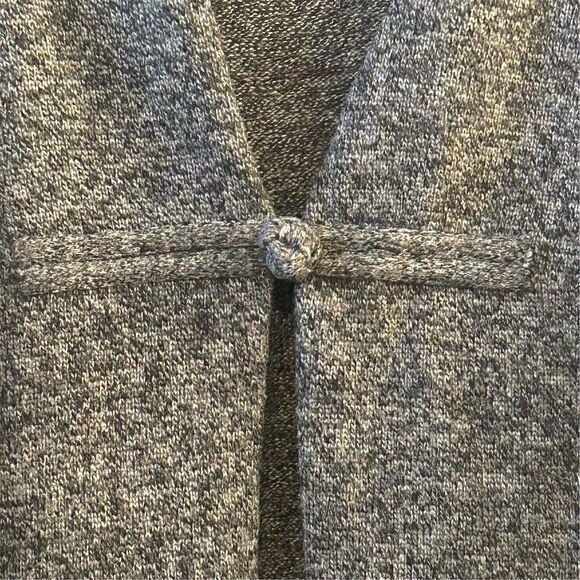 Loft Women's Gray Long Coatigan Size L Open Front with Pockets - Picture 3 of 9